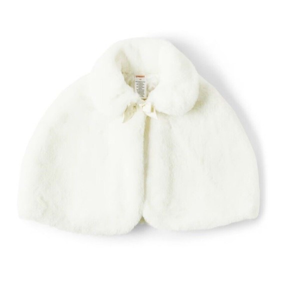 Gymboree Girls White Faux Fur Cape Family Celebrations Bunnys Tail Size 6 - Picture 1 of 5